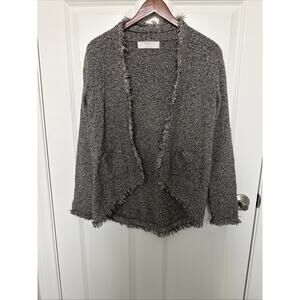 Zara Knit Womens Metallic Distressed Open Front Cardigan Sweater Medium
